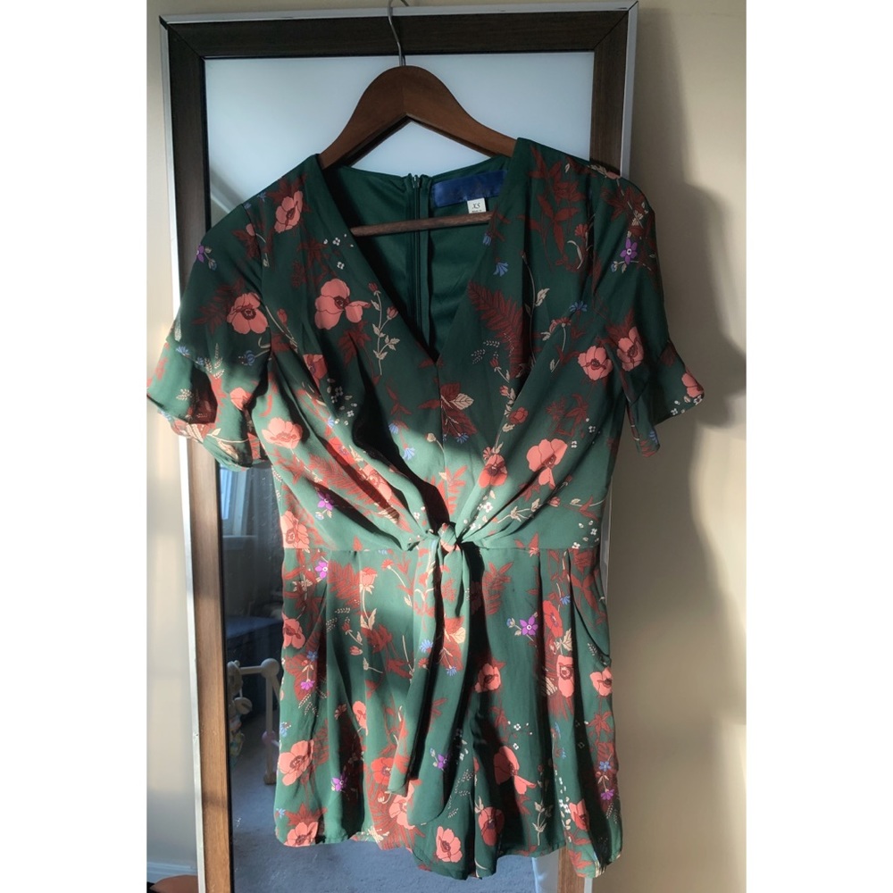 XS Dark Green Floral Romper